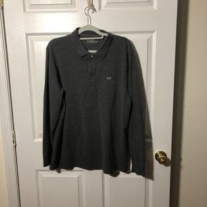 Vineyard Vines men gray long sleeve polo shirt, L